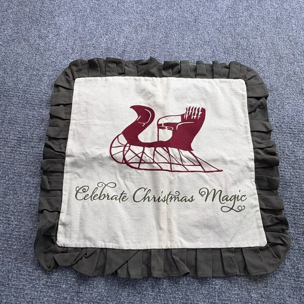 Christmas Biltmore Inspirations Pillow Sham‎ Covers Set Of 2 Embroidered Sleigh